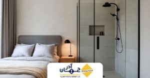 تصویری از طراحی کابین دوش شیشه‌ ای با کازخانه جهان آذر