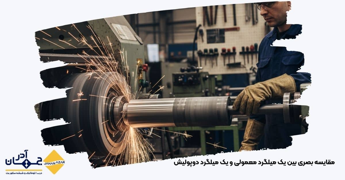 نمای نزدیک از انتهای میلگرد دوپولیش با جزئیات سطح: این عکس میتونه کیفیت بالای پرداخت سطح رو به خوبی نشون بده.